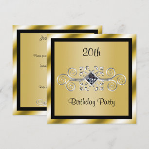 Silver Wirbel & Diamond 20. Geburtstagsparty Einladung