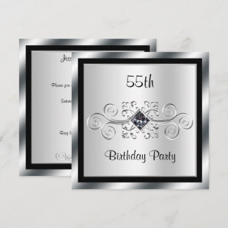 Silver Wirbel & Diamond 55. Geburtstagsparty Einladung