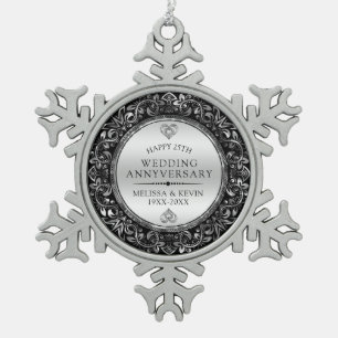 Silver Wirbel Frame 25. Hochzeitstag Schneeflocken Zinn-Ornament
