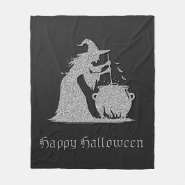Silver Witch & Cauldron Halloween Fleecedecke
