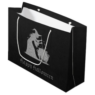 Silver Witch & Cauldron Halloween Große Geschenktüte