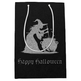 Silver Witch & Cauldron Halloween Mittlere Geschenktüte