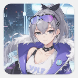 Silver Wolf fan art 1 Quadratischer Aufkleber