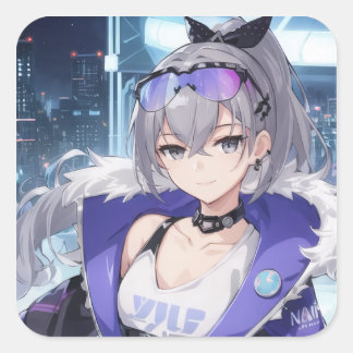 Silver Wolf fan art 1 Quadratischer Aufkleber