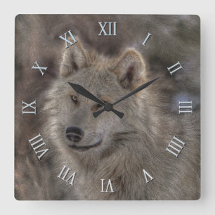 Silver Wolf & Snow Wildlife Foto Clock Quadratische Wanduhr