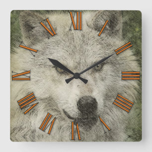 Silver Wolf Stift Illustration Zeichnend Uhr