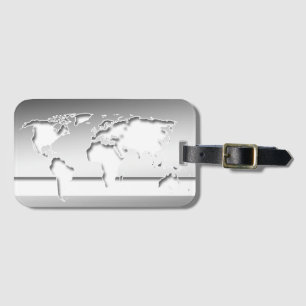 Silver World Map Gepäckanhänger