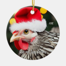 Silver Wyandotte Chicken Weihnachtsmannmütze Weihn Keramik Ornament