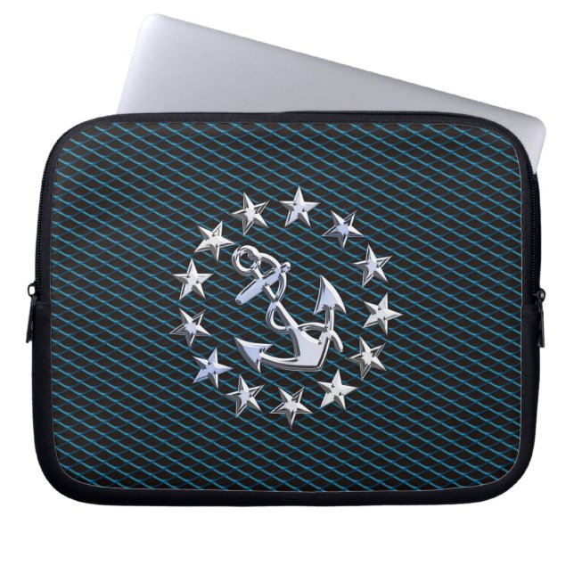Silver Yacht Flag Laptopschutzhülle (Vorderseite)