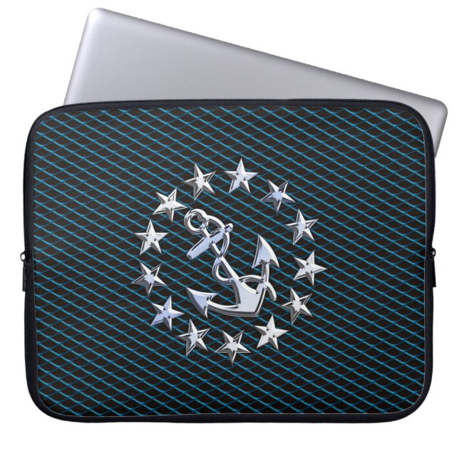 Silver Yacht Flag Laptopschutzhülle (Vorderseite)