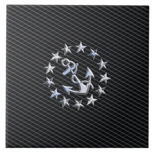 Silver Yacht Naval Flag auf Charcoal Grille Fliese