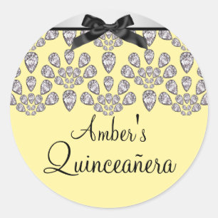 Silver/Yellow Forever Diamonds Quinceañera Aufkleb Runder Aufkleber