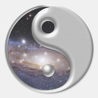 Silver Ying Yang Galaxy Space Runder Aufkleber