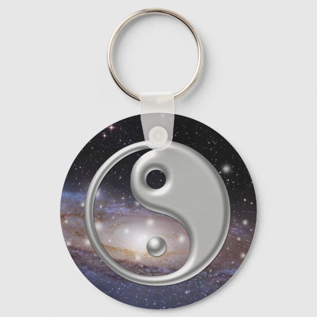 Silver Ying Yang Galaxy Space Schlüsselanhänger (Vorderseite)