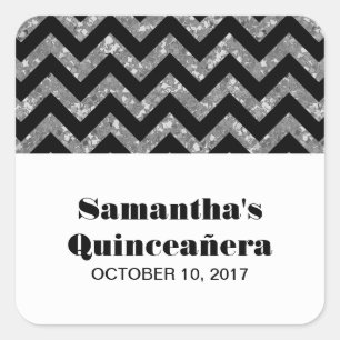 Silver Zickzack Glitzer Quinceañera Stickers