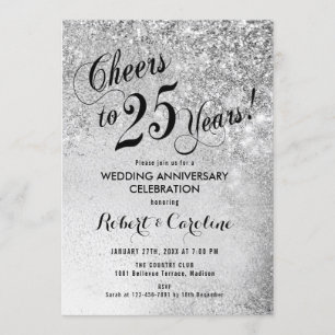 Silver zum 25. Hochzeitstag Einladung