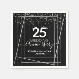 Silver zum 25. Hochzeitstag Serviette