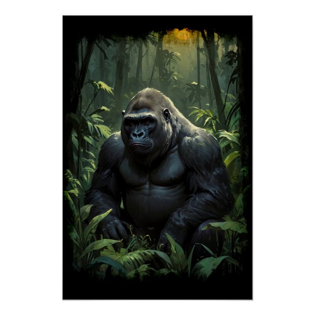 Silverback Gorilla in Ruanda Poster (Vorderseite)