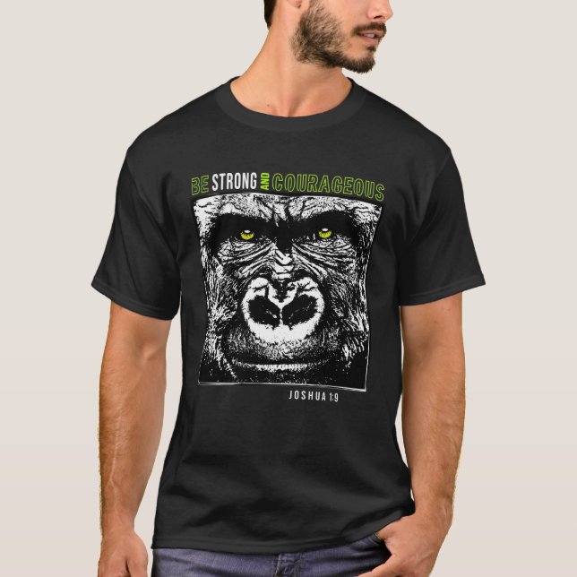 Silverback Gorilla Joshua 19 Be Strong and Courage T-Shirt (Vorderseite)