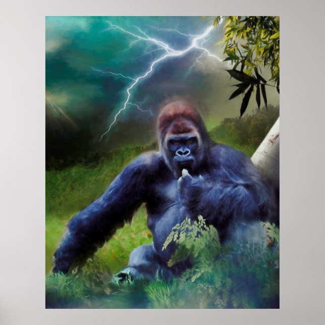 SILVERBACK GORILLA JUNGLE ERLEUCHTUNG POSTER (Vorne)