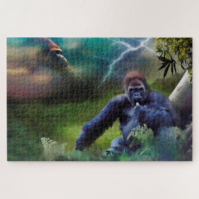 SILVERBACK GORILLA JUNGLE ERLEUCHTUNG PUZZLE (Horizontal)