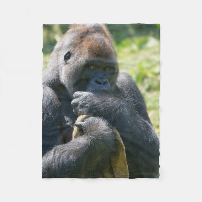 Silverback Gorilla und sein Deckblatt Fleecedecke (Vorderseite)