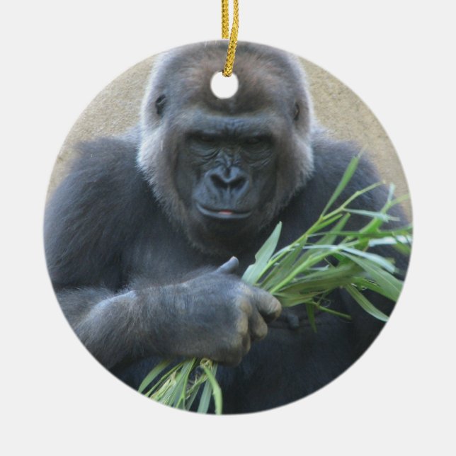 Silverback-Gorilla-Verzierung Keramik Ornament (Vorne)