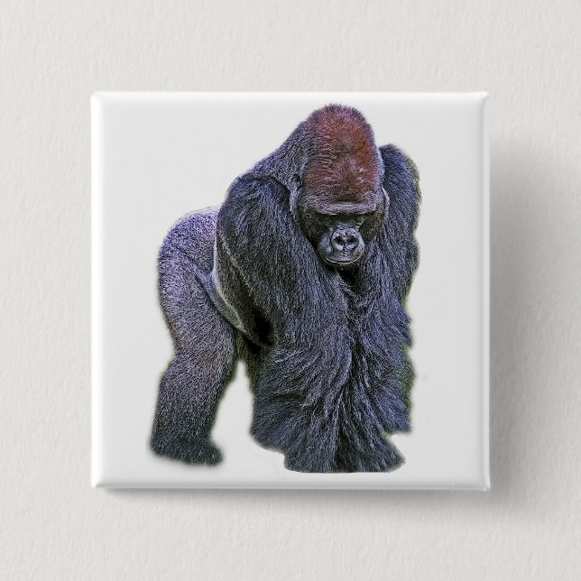 Silverback-Gorilla, Weiß-Rückseite (g2p2) Button (Vorderseite)