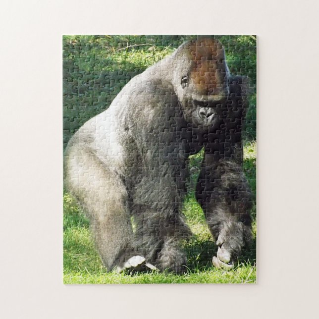 Silverback-männlicher Tiefland-Gorilla-stehendes Puzzle (Vertikal)