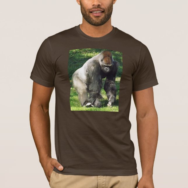 Silverback-männlicher Tiefland-Gorilla-stehendes T-Shirt (Vorderseite)