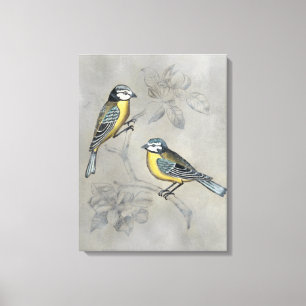 Silvered Aviary   Vogel Couple Leinwanddruck