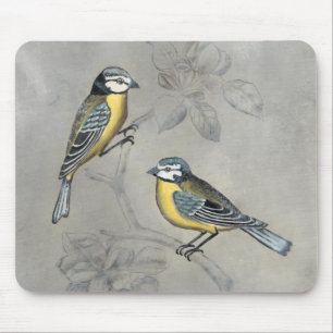 Silvered Aviary   Vogel Couple Mousepad