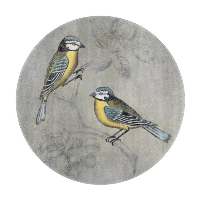 Silvered Aviary | Vogel Couple Schneidebrett (Vorderseite)
