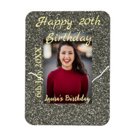 Silverglitter Foto 20. Geburtstag Namensdatum hinz Magnet