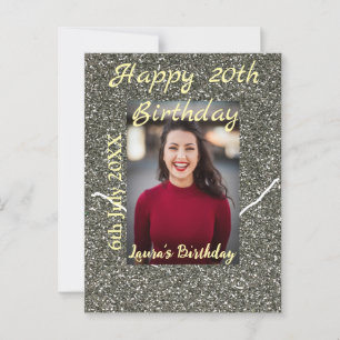 Silverglitter Foto 20. Geburtstag Namensdatum hinz Postkarte