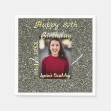 Silverglitter Foto 20. Geburtstag Namensdatum hinz