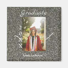 Silverglitter Foto Abschluss hinzufügen Namensklas Magnet