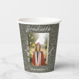 Silverglitter Foto Abschluss hinzufügen Namensklas Pappbecher