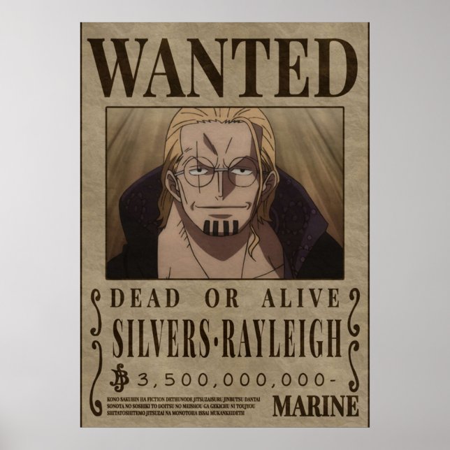 Silvers Rayleigh Dark King One Piece Wollte Bounty Poster (Vorne)