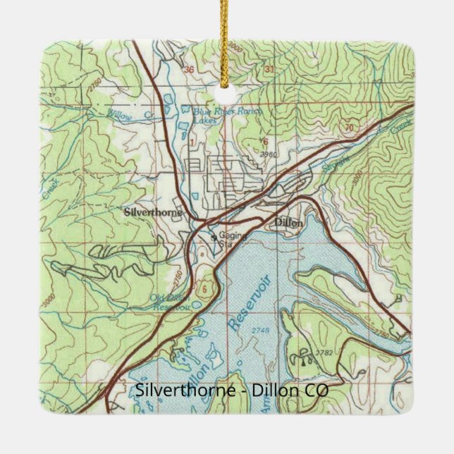 Silverthorne Colorado Topo Karte Keramikornament (Rückseite)