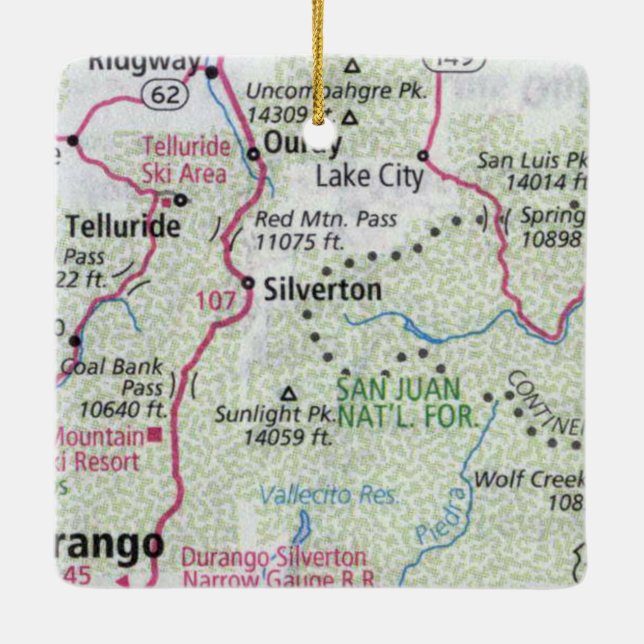 Silverton und Ouray Map Keramikornament (Rückseite)