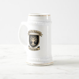 SilverWish Wappen und Motto Tankard on White&Black Bierglas