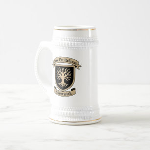 SilverWish Wappen und Motto Tankard on White&Black Bierglas