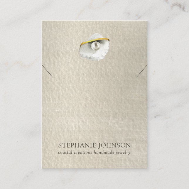 Silvery Pearl Seashell Necklace Display Card Visitenkarte (Vorderseite)