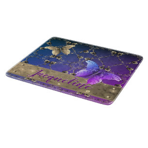 Silvery-Rose Lila Ausrichtung mit/Name Schneidebrett