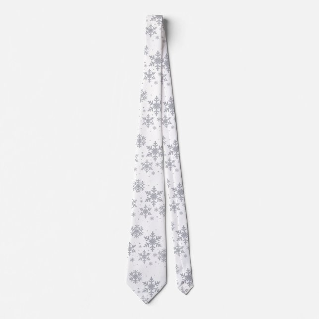 Silvery Snowflakes Winter Wedding Neck Tie Krawatte (Vorderseite)