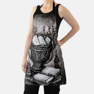 Silvery Steampunk Cauldron Spellbooks und Tränke Schürze