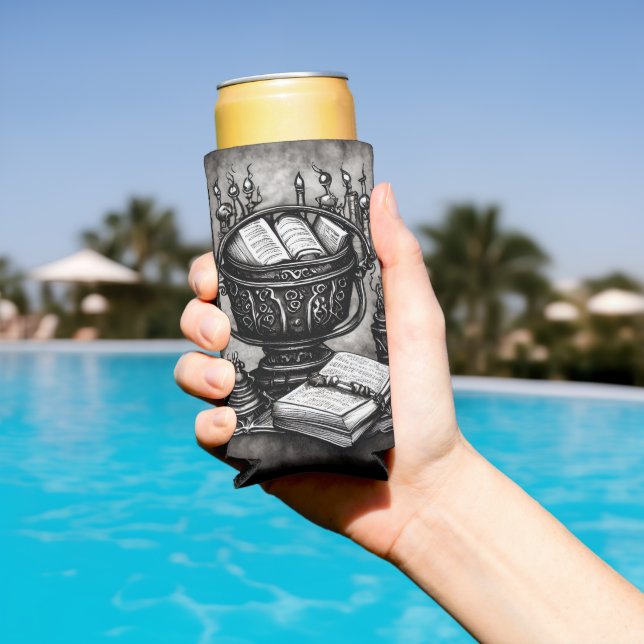 Silvery Steampunk Cauldron Spellbooks und Tränke Selters Dosenkühler (In Situ Pool)