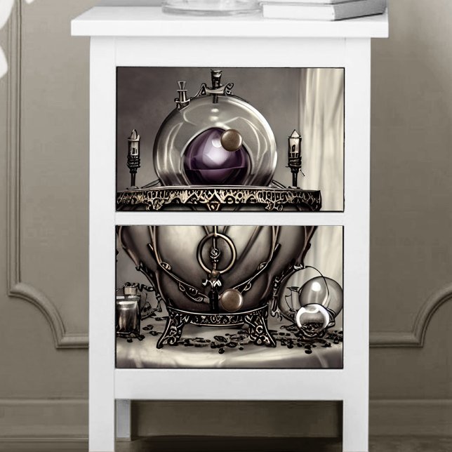 Silvery Verziert Cauldron mit Lila Kristallball Seidenpapier (Von Creator hochgeladen)