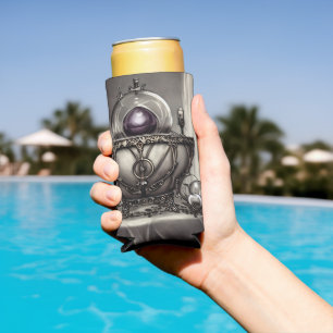 Silvery Verziert Cauldron mit Lila Kristallball Selters Dosenkühler